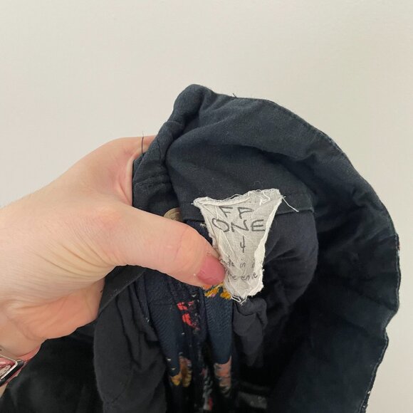 Free People One Navy Boho Printed Wide Leg Pants Size 4 - Picture 3 of 6